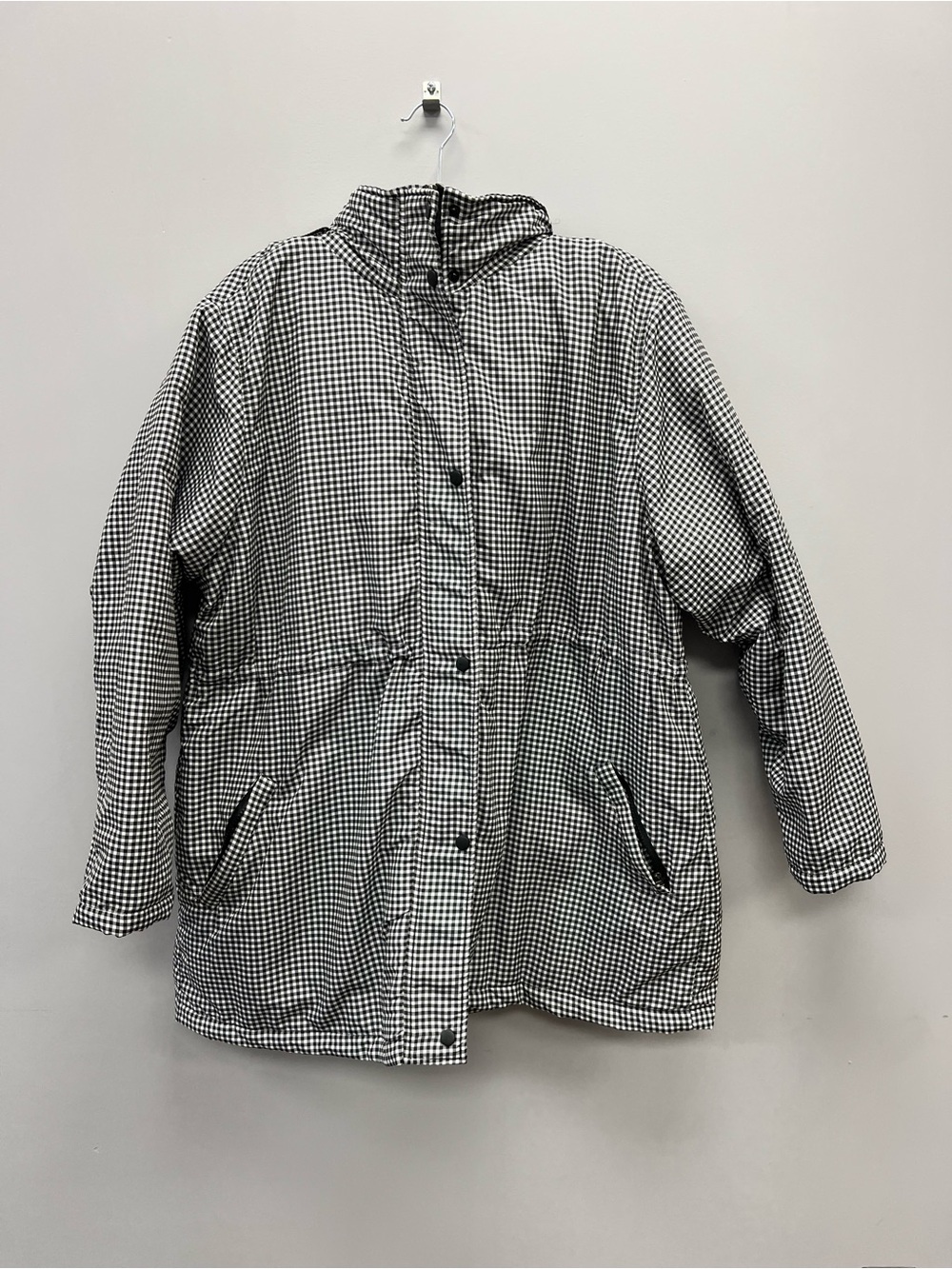 Easy Essentials Women’s Gingham Zip Hooded Utility Jacket 2X